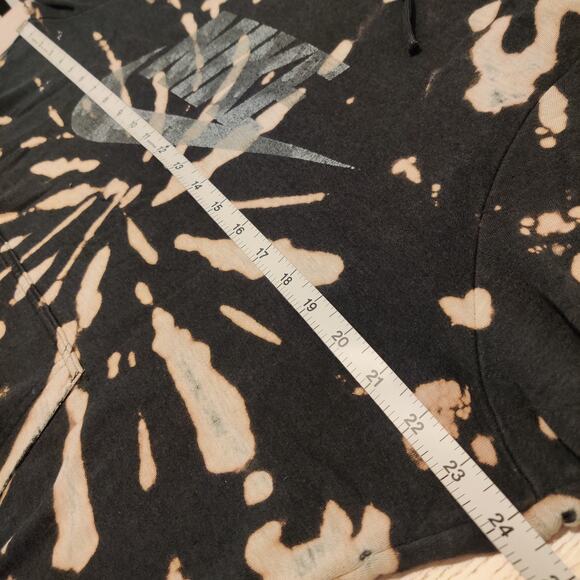 Nike Womens Bleach Tie Dye Hoodie XL High Neck Black Lightweight Blue Tag Grunge - Picture 9 of 16